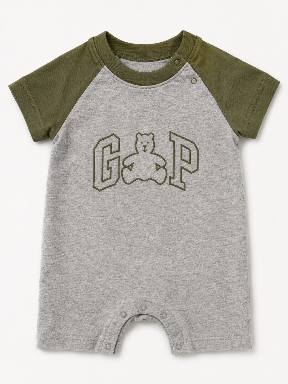 GAP Olive Green & Heather Gray Teddy Logo One-Piece